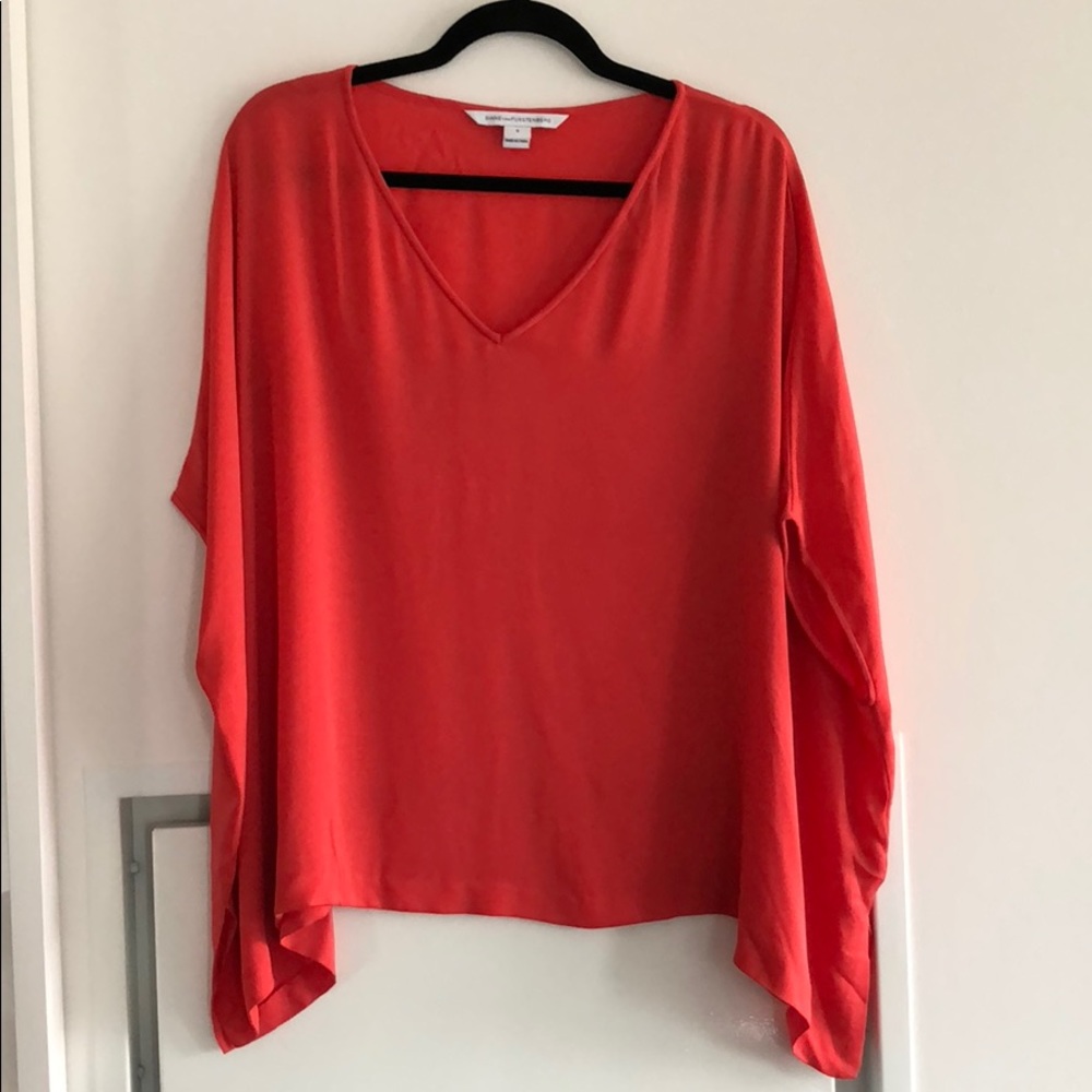 BCBG Bright orange silk blouse